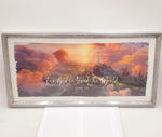 WALL DECOR-FOR GOD SO LOVED THE WORLD, JOHN 3:16, TIN FRAME 24" x 12"