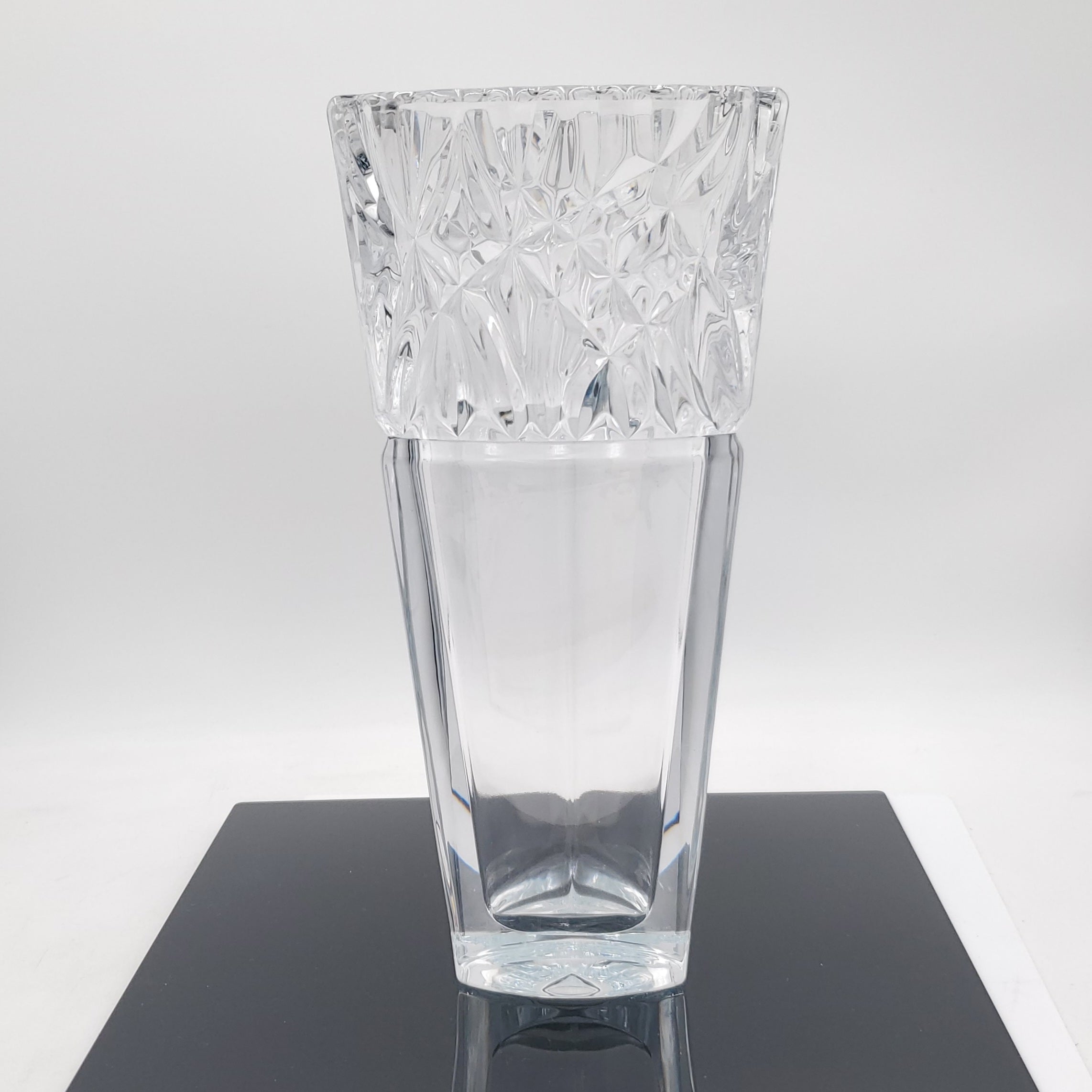 Beautiful Mikasa 12" Tall Lead Crystal Triangle Vase, Extremely HEAVY!