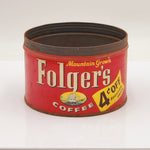 Vintage Folger Coffee Can "Mountain Grown"