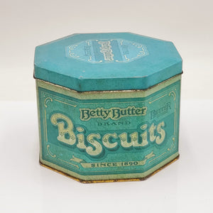 Vintage Betty Butter Better Biscuits Octagon Tin Made in England