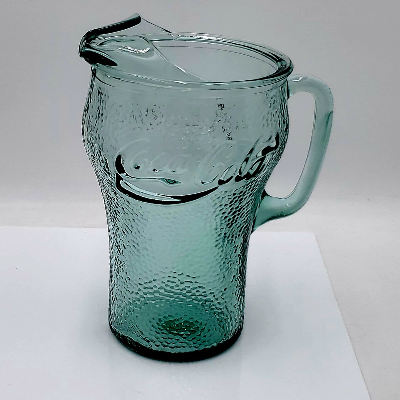 Coca-Cola Green Pebbled Glass Pitcher