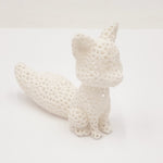 White Mesh Style Sitting Fox- 3D Printed