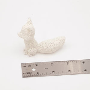 White Mesh Style Sitting Fox- 3D Printed