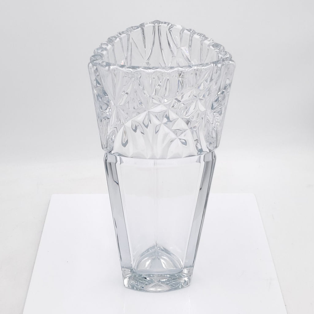 Beautiful Mikasa 12" Tall Lead Crystal Triangle Vase, Extremely HEAVY!