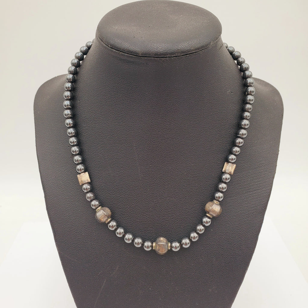 Vintage Navajo Sterling and Black Pearl Necklace