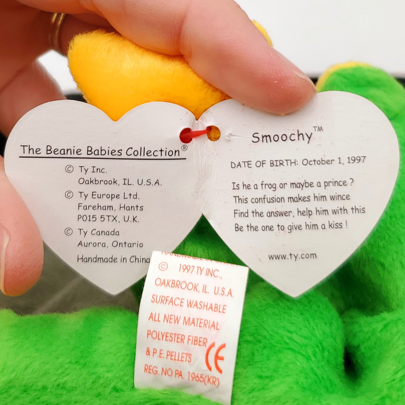 Beanie Babies 3 Pack-1997 Hissy the Snake, 1997 Smoochy the Frog and 2000 Zodiac Dragon