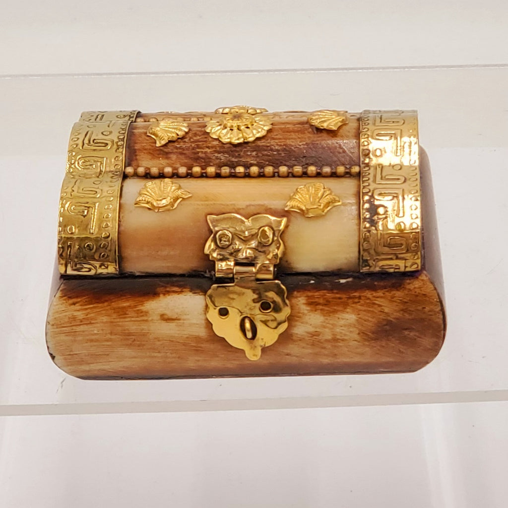 Small Wooden Bone Trinket Box