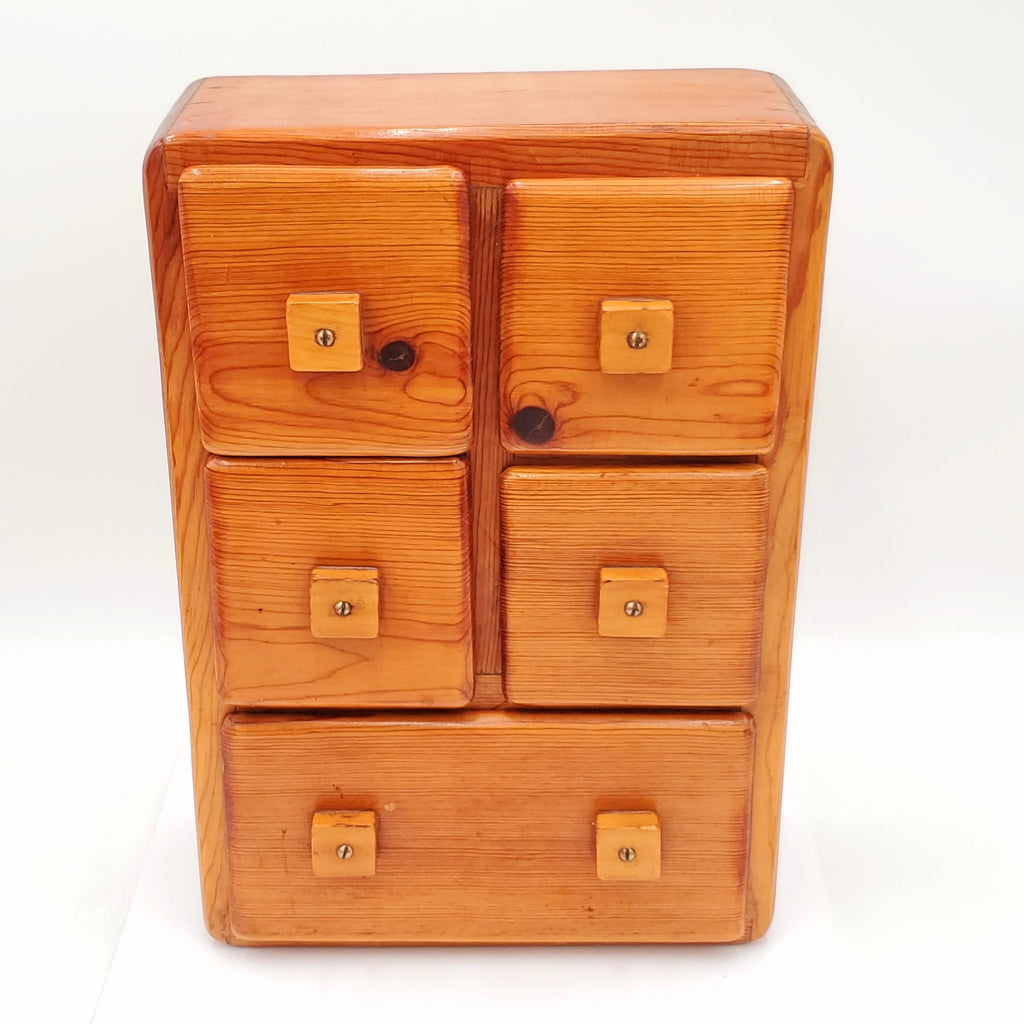 Vintage 5 Drawer Wooden Wall Cabinet