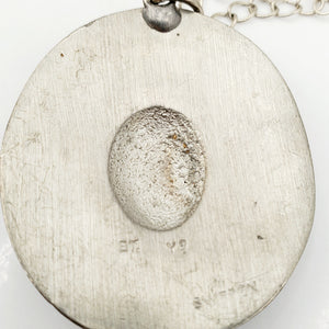 Handcrafted Sweden Retro Modernist Medal Tin/Pewter Necklace