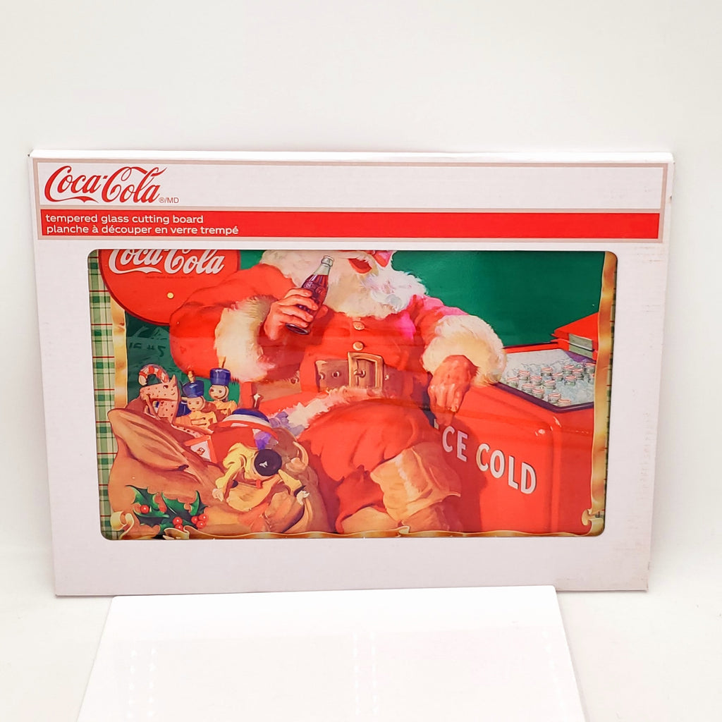 Tempered Glass Cutting Board- Coca-Cola Santa Claus with Cooler