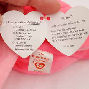 1995 Beanie Babies 3 Pack-Bucky the Beaver, Twigs the Giraffe and Pinky the Flamingo