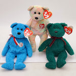 2001 Beanie Babies 3 Pack- Holiday Teddy Bear, Addison the Baseball Bear and Celebrate the Bear (15 Years)