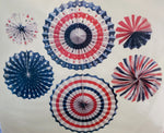 4th of July Decorations set of Red White Blue Hanging Paper Fans-6 Pc