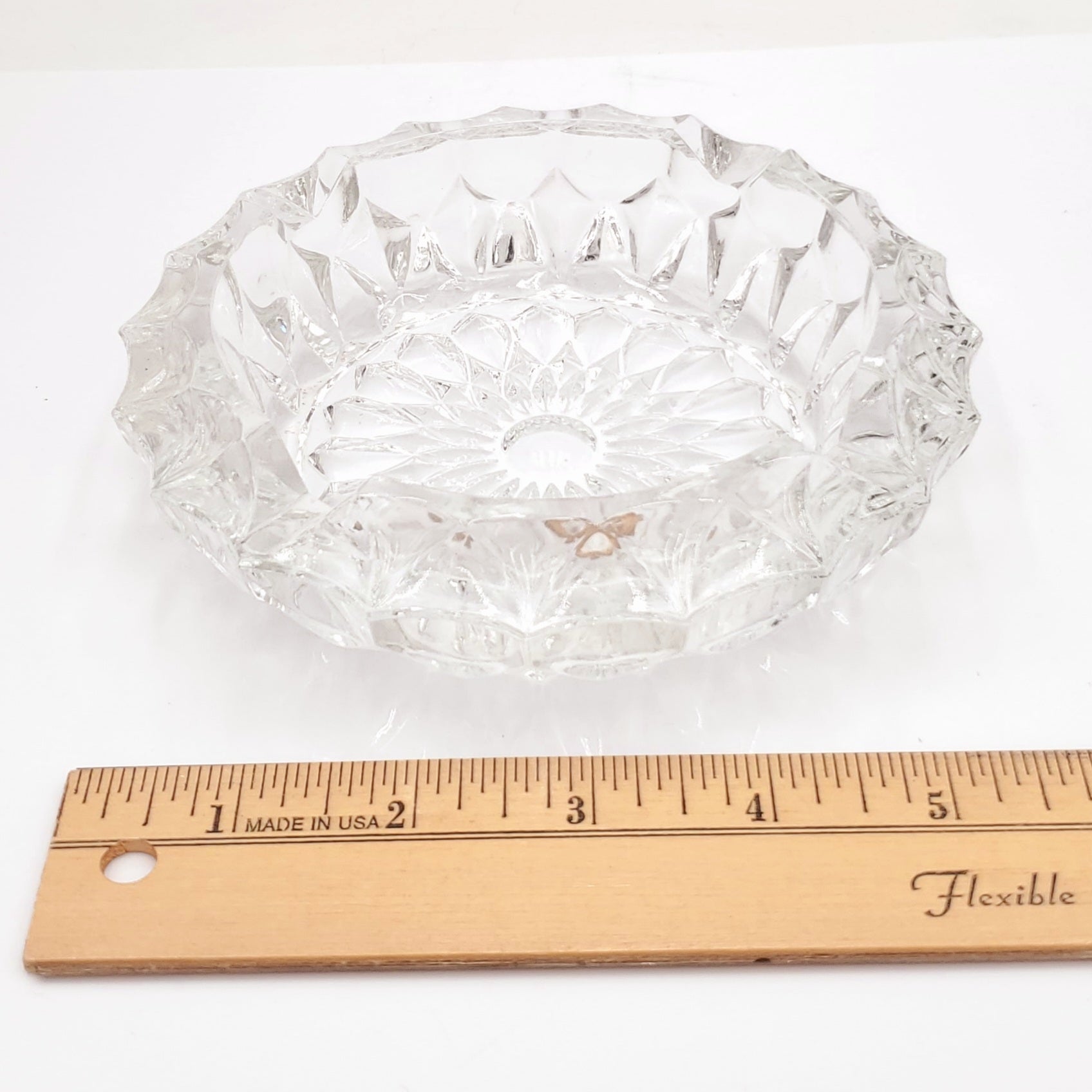 Large Vintage Heavy Crystal Glass Ashtray
