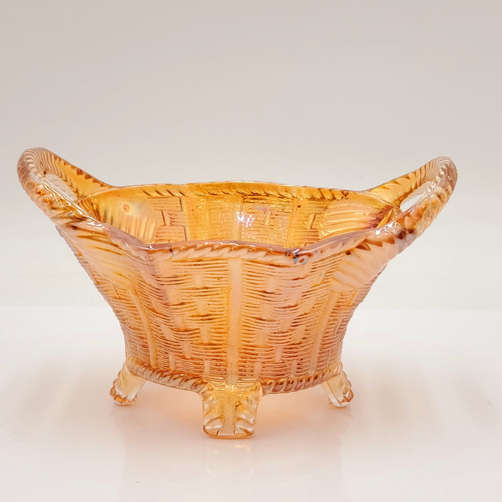 Northwood Marigold Carnival Glass Round Bushel Basket