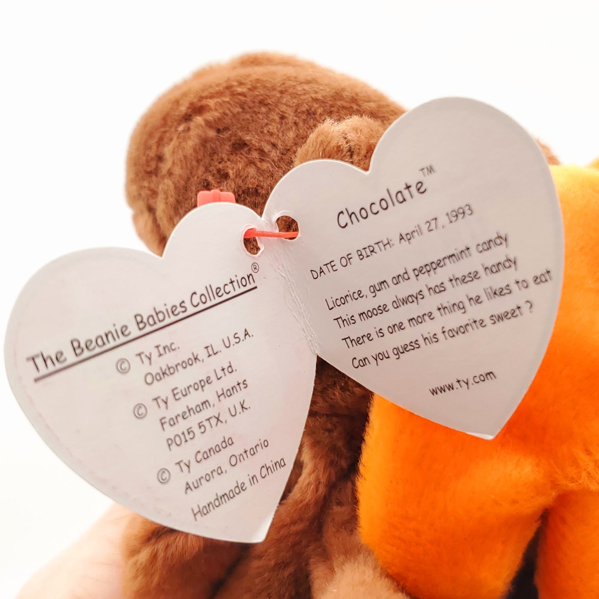 1993 Beanie Babies 2 Pack-Chocolate the Moose and Pinchers the Lobster