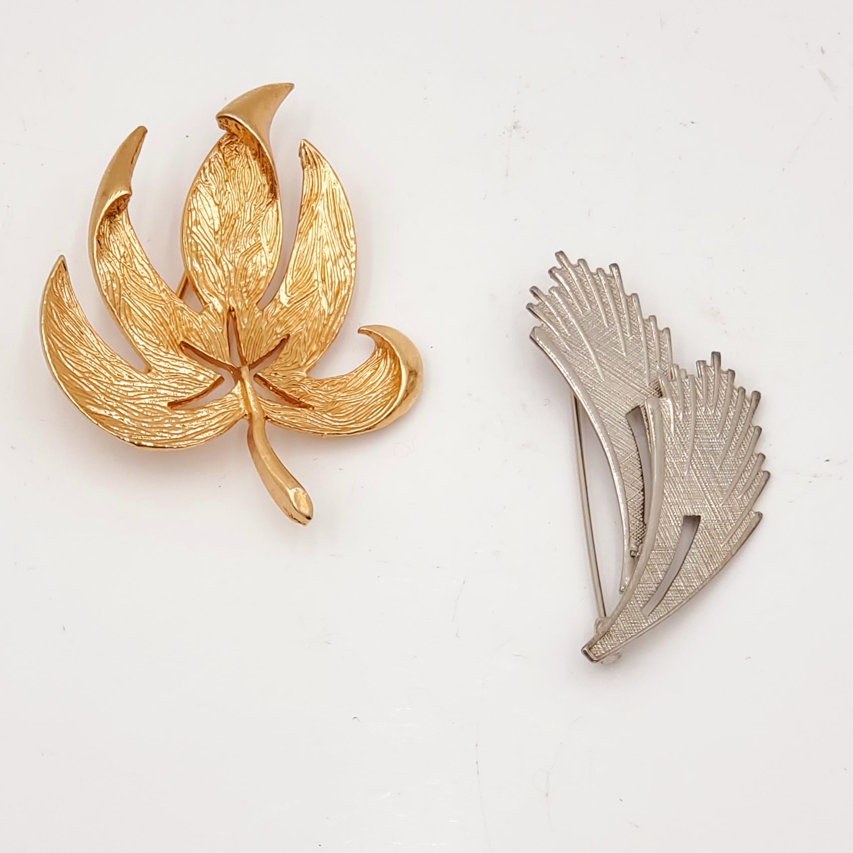 2 Piece Gold and Silver Brooch Set