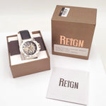 Vintage Reign Commodus Automatic Skeleton Dial Black Leather Silver Men's Watch