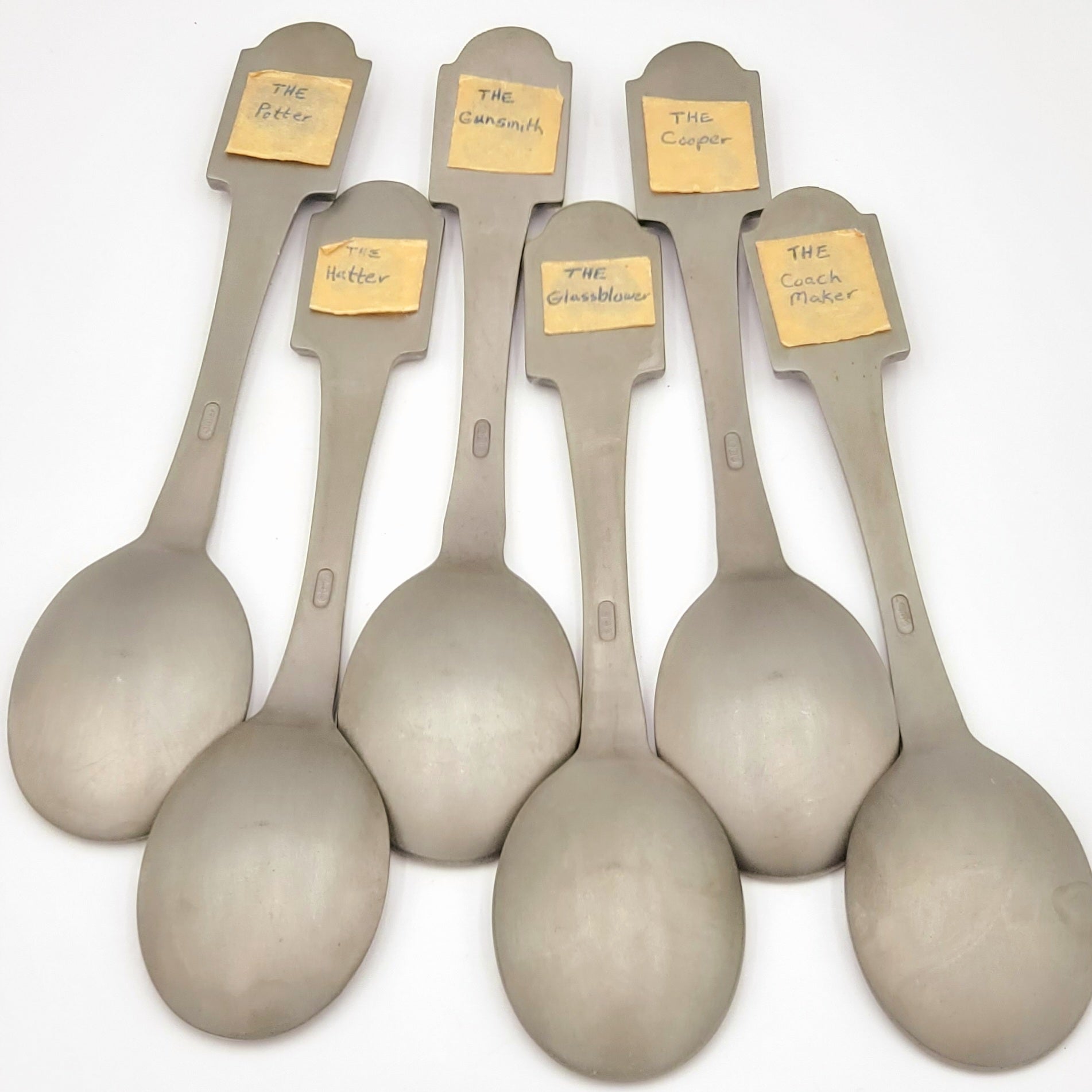 The Craftsmen of America Spoon Collection-Issued in limited edition by The Franklin Mint in 1977-Pewter Spoons- Come with Display Shelf