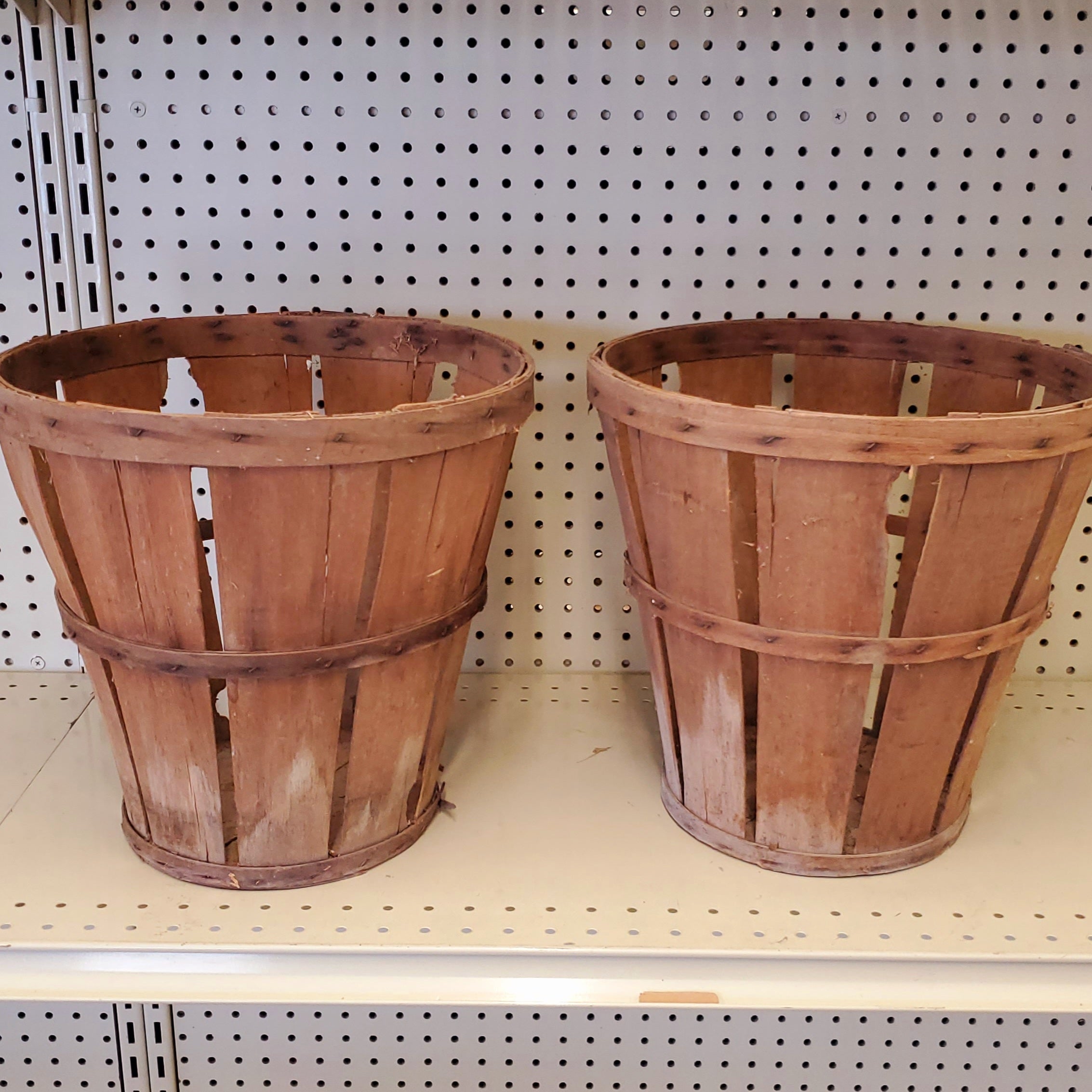 Vintage Wooden Bushel Baskets- Set of 2