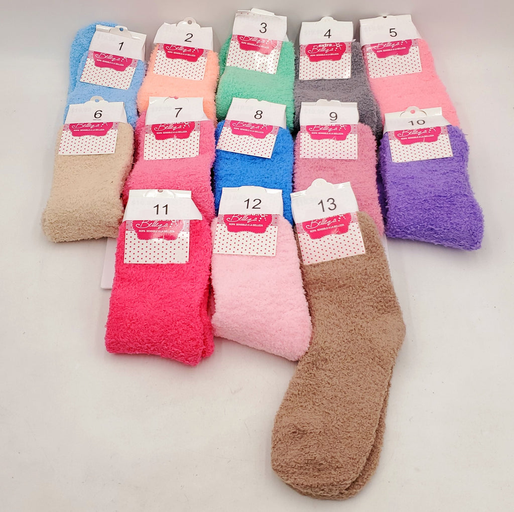 Women's Fuzzy Socks-Various Solid Colors