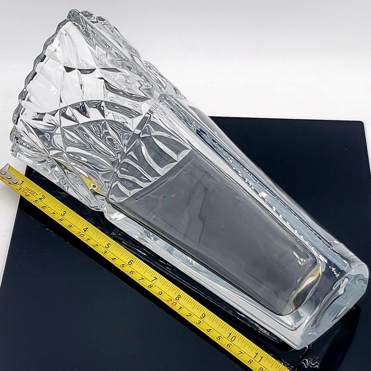 Beautiful Mikasa 12" Tall Lead Crystal Triangle Vase, Extremely HEAVY!