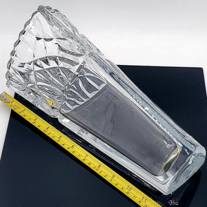 Beautiful Mikasa 12" Tall Lead Crystal Triangle Vase, Extremely HEAVY!