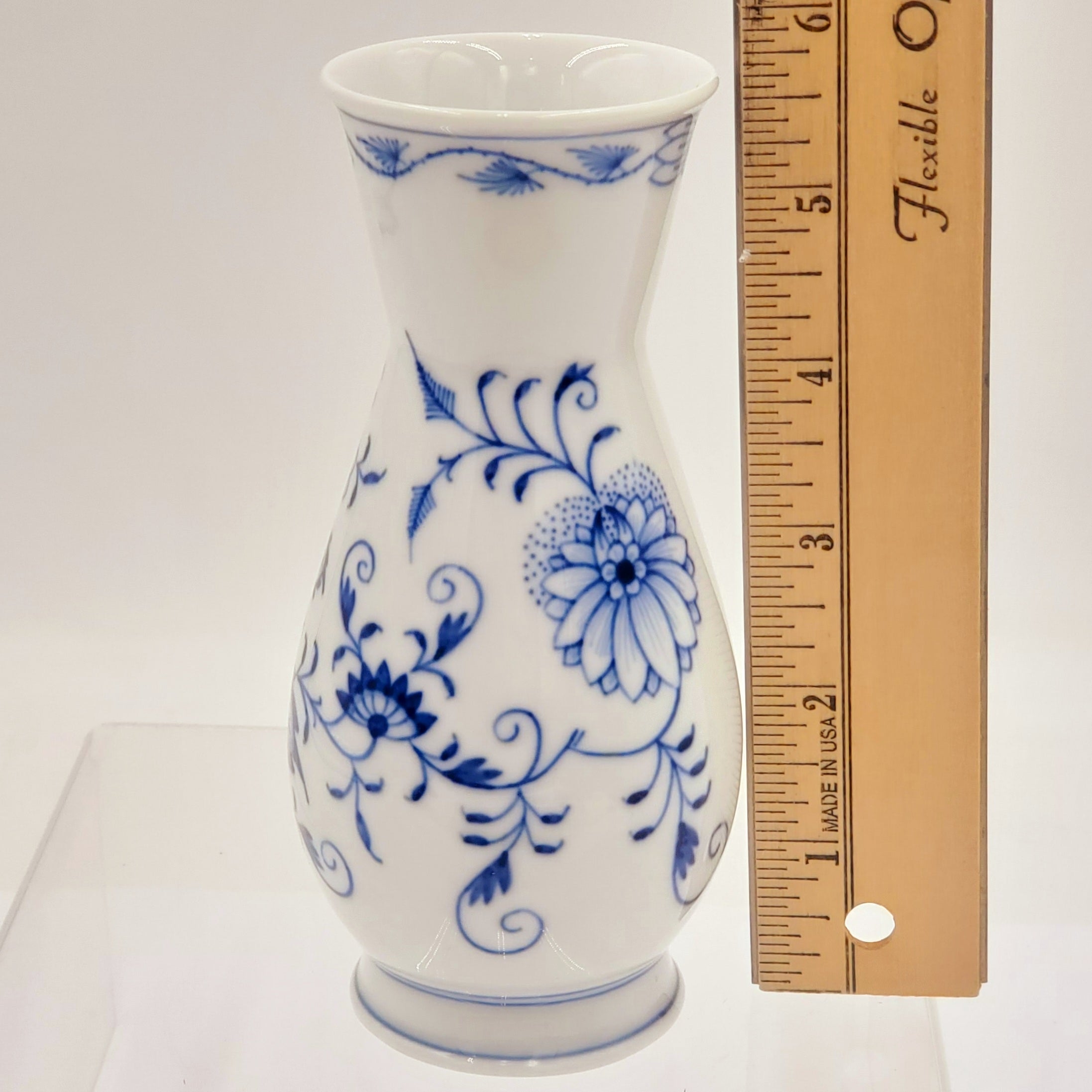 Meissen Porcelain Blue Onion Vase-Hand Painted-Made in Germany