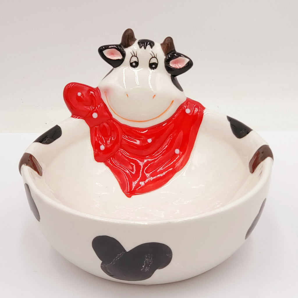 Bonita Home Ceramic Cow Bowl/ Pretzel/Snack Bowl