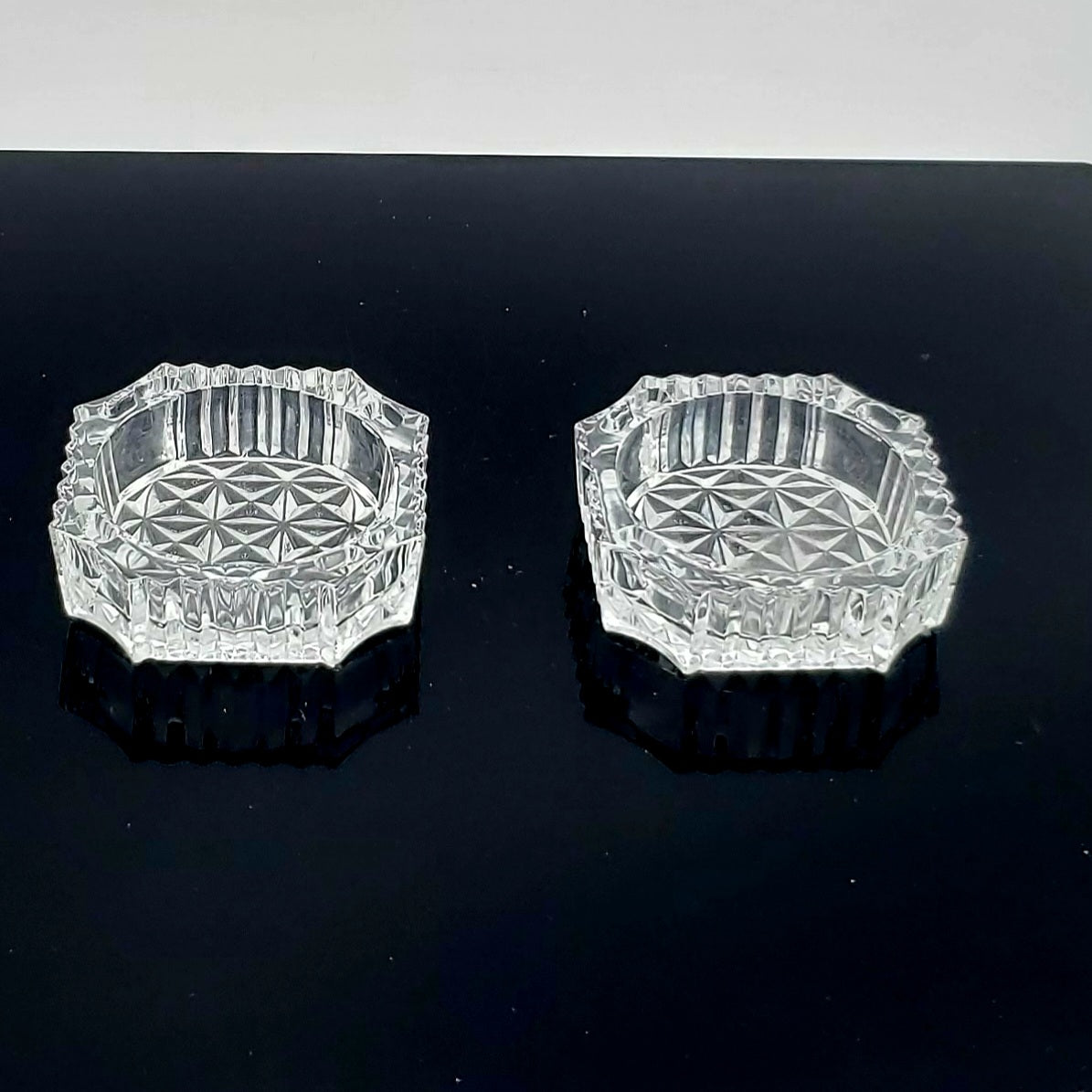 Crystal Lead Glass Trinket Dish Set of 2