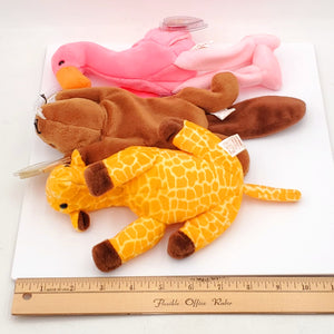 1995 Beanie Babies 3 Pack-Bucky the Beaver, Twigs the Giraffe and Pinky the Flamingo