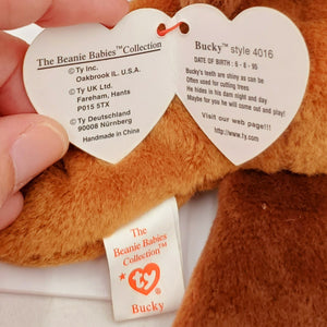 1995 Beanie Babies 3 Pack-Bucky the Beaver, Twigs the Giraffe and Pinky the Flamingo