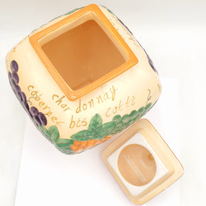 Nonni's Biscotti Cookie Jar Handmade Embossed Written On Canister
