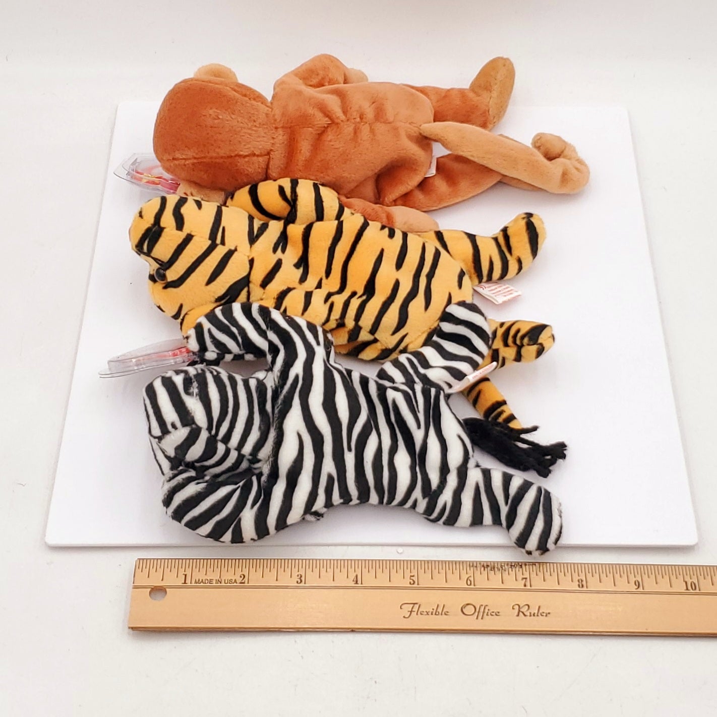 1995 Beanie Babies 3 Pack-Bongo the Monkey, Stripes the Tiger and Ziggy the Zebra