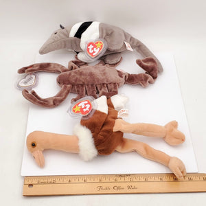 1997 Beanie Babies 3 Pack-Ants the Anteater, Stretch the Ostrich and Stinger the Scorpion