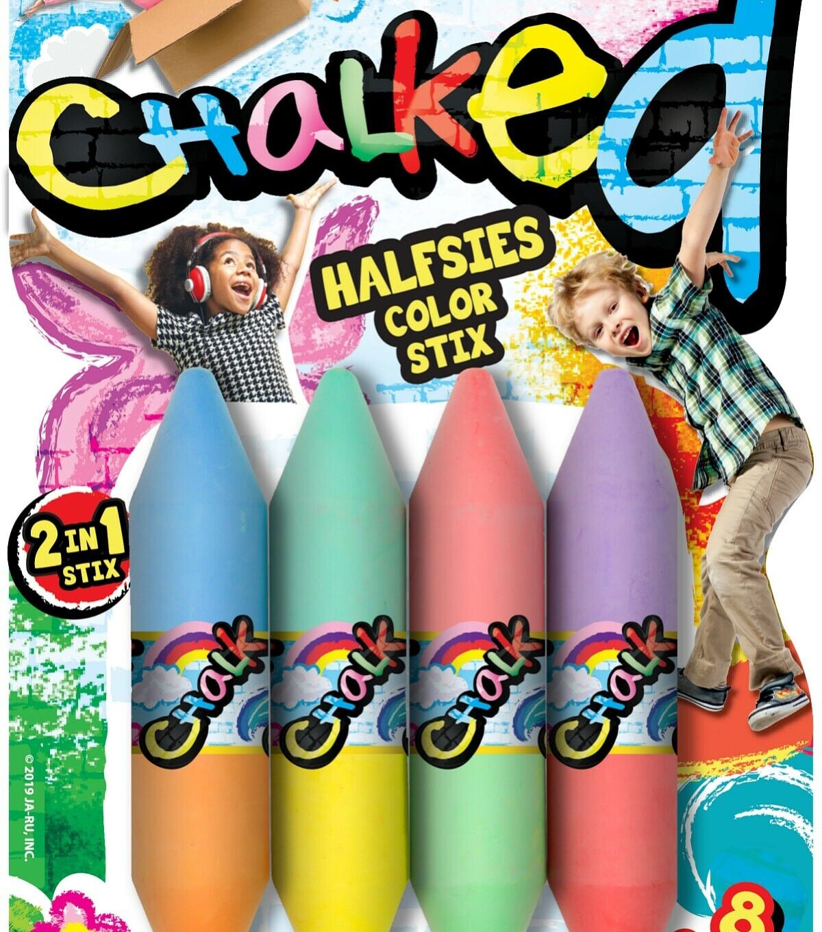 Chalked Halfsies Color Stix Multicolored Chalk Fun for Sidewalk