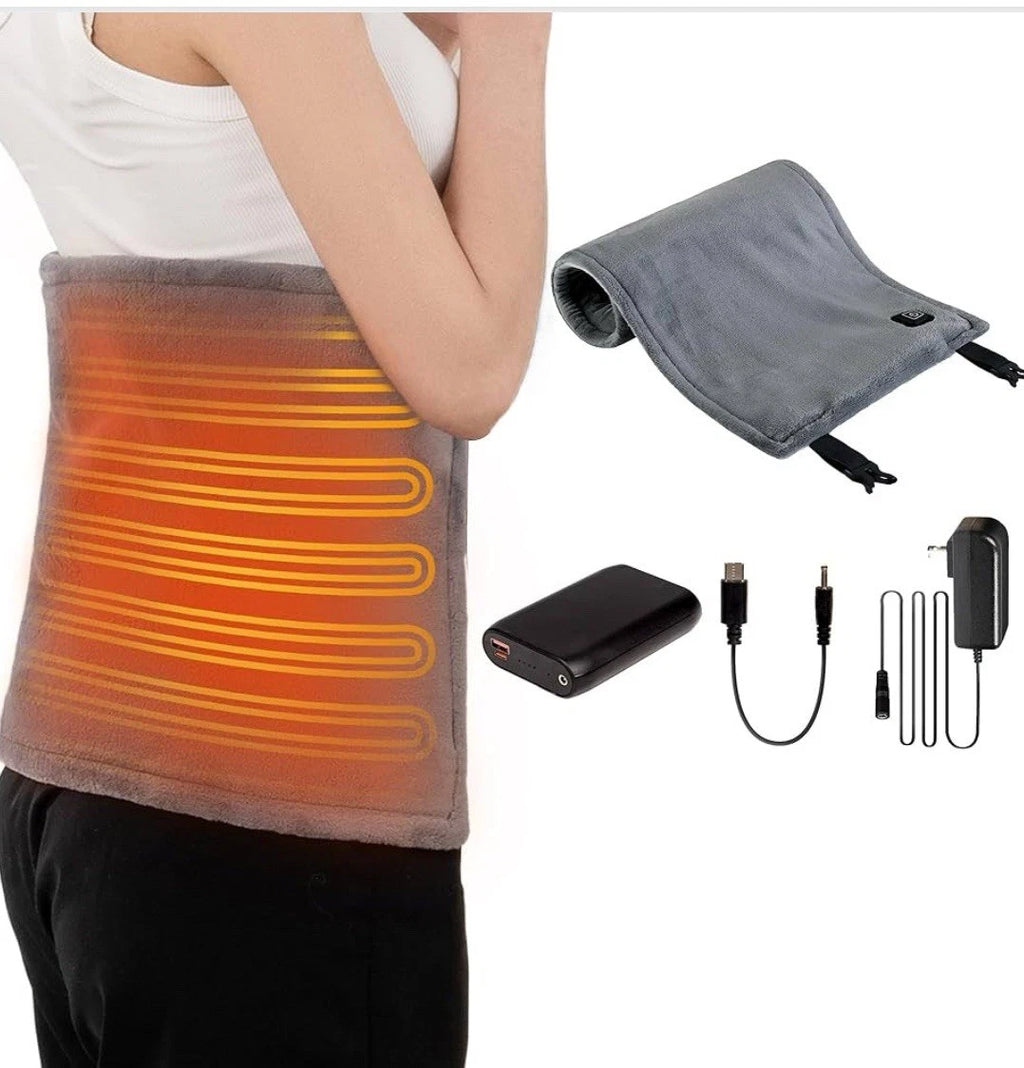 Rechargeable Heating Pad for Back Pain, Cordless with Adjustable Strap, 3 Temperature Settings (Grey, 12x24 Inch)