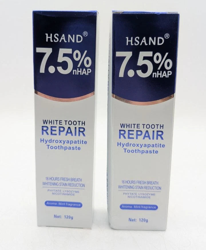 7.5% nHAP White Tooth Repair Hydroxyapatite Toothpaste - Mint, 2 PACK