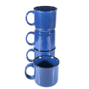 4ct Von Pok & Chang Speckled Blue Ceramic Marlboro Coffee Mugs Cups