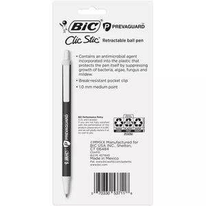 PrevaGuard Clic Stic Antimicrobial Ball Pen Medium Point (1.0mm) Black 5 Pack