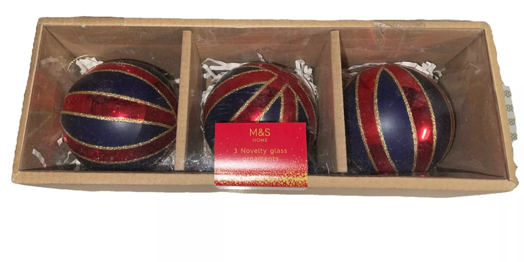 M&S 3ct  Glass Christmas Tree Ornament Set