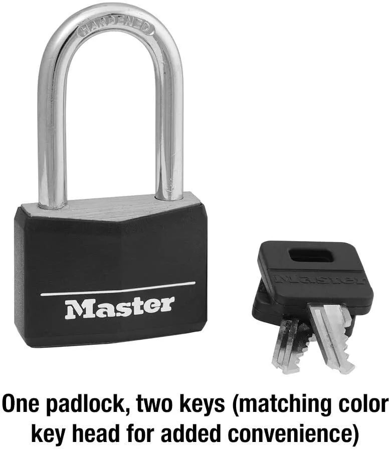(1) Master Lock 141DLF Black Covered Solid Body Padlock, 1-1/2" Shackle, 1-9/16"