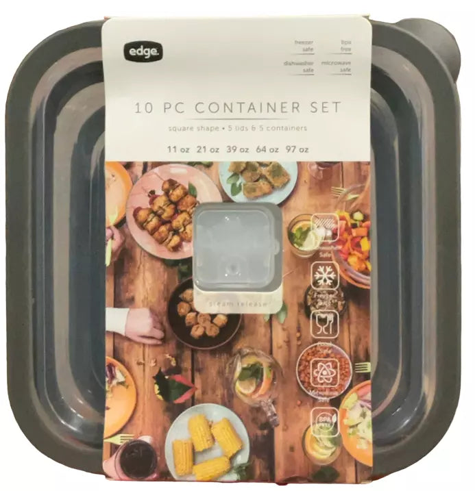 Edge Housewares - 10PC Container Set-11oz-21oz-39oz-64OZ -97 oz