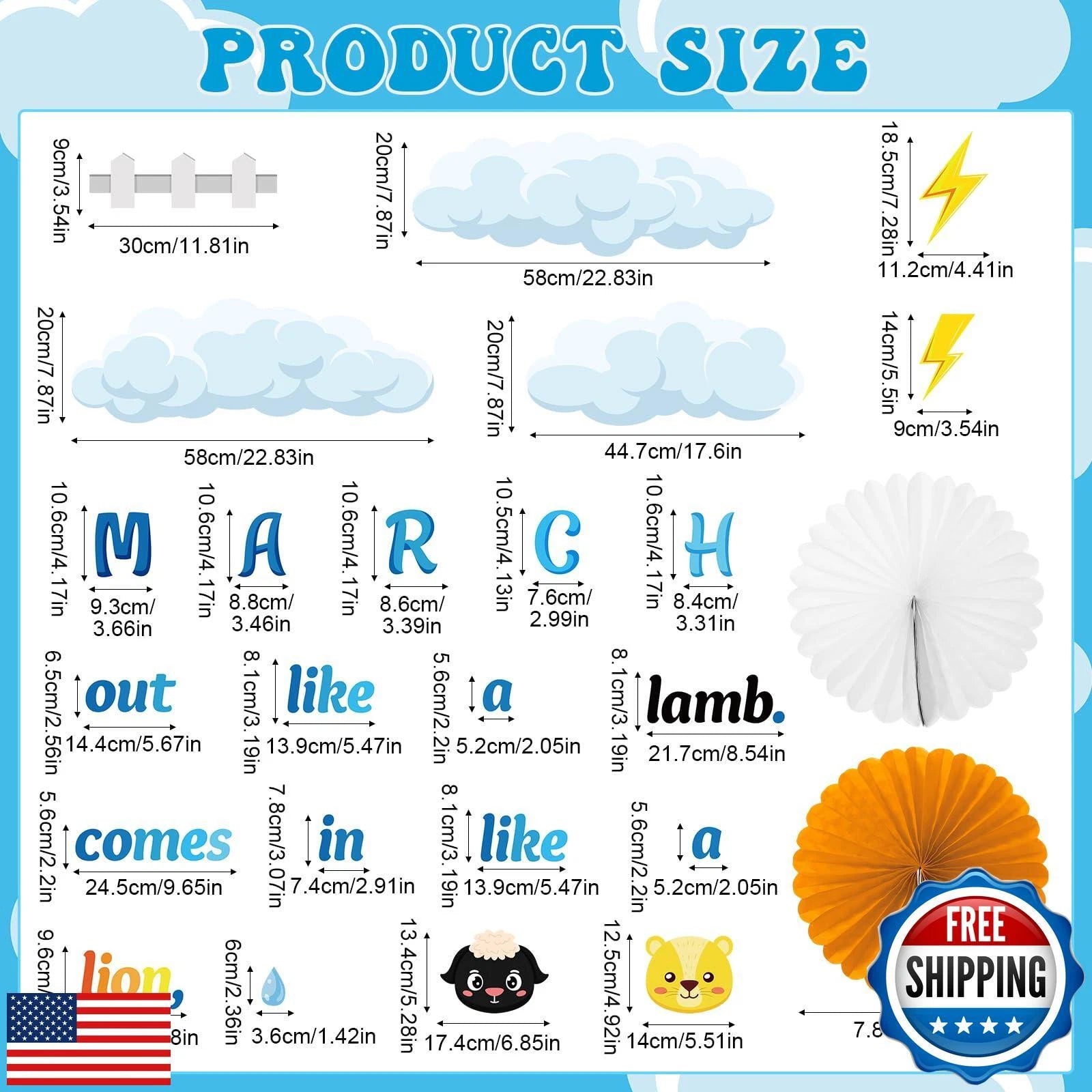 Supervitae 85 Pcs Spring Bulletin Board Sets March Comes in Like A Lion Out Like a Lamb