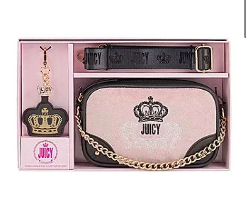 Juicy By Juicy Couture Velour Gift Box Set Crossbody Bag Pink
