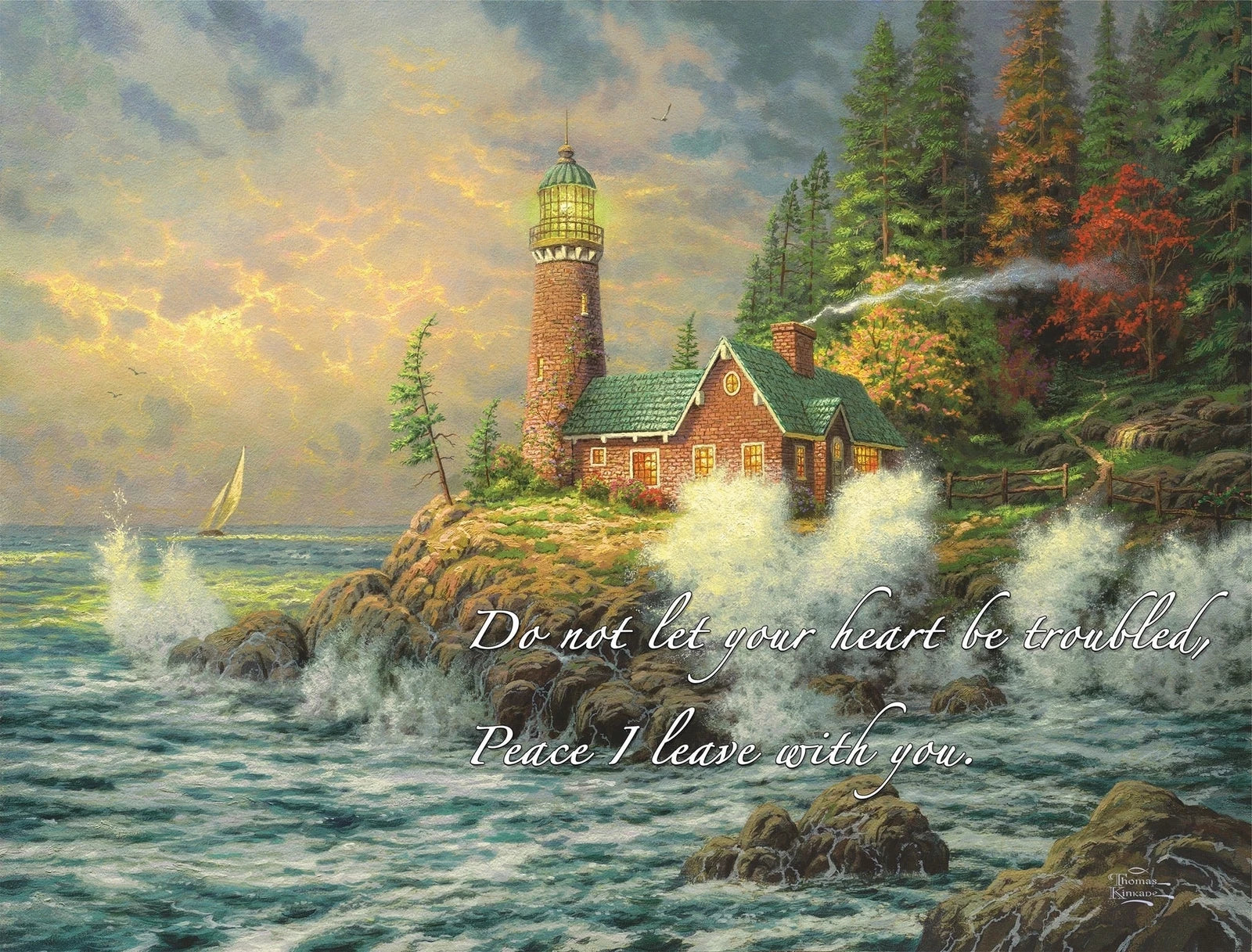 THOMAS KINKADE -"Courage" Tempered Glass Cutting Board