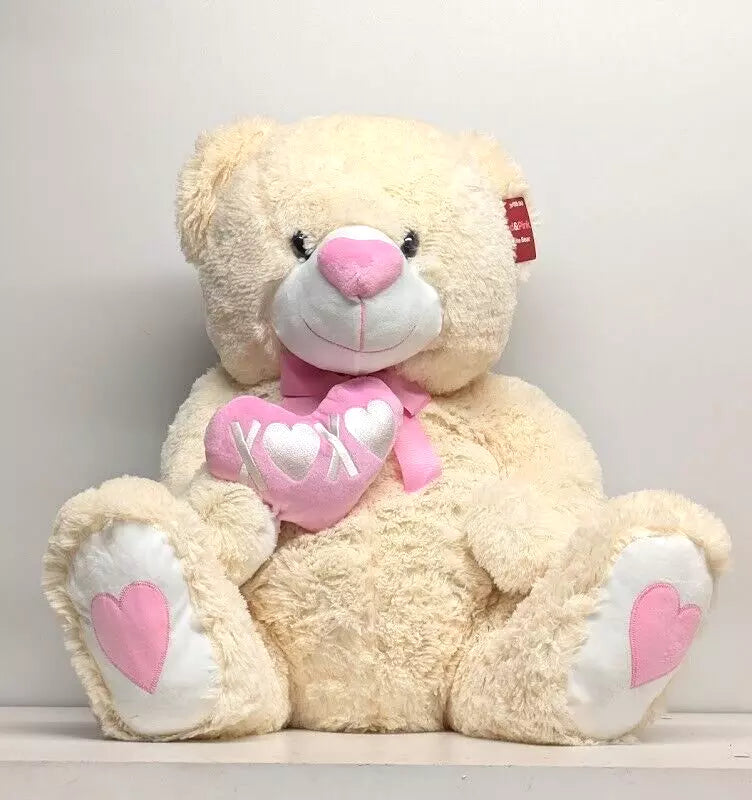 White 32 inch Giant Valentine Bear Plush with Pink Heart -XOXO-Dandee Collectors 3+