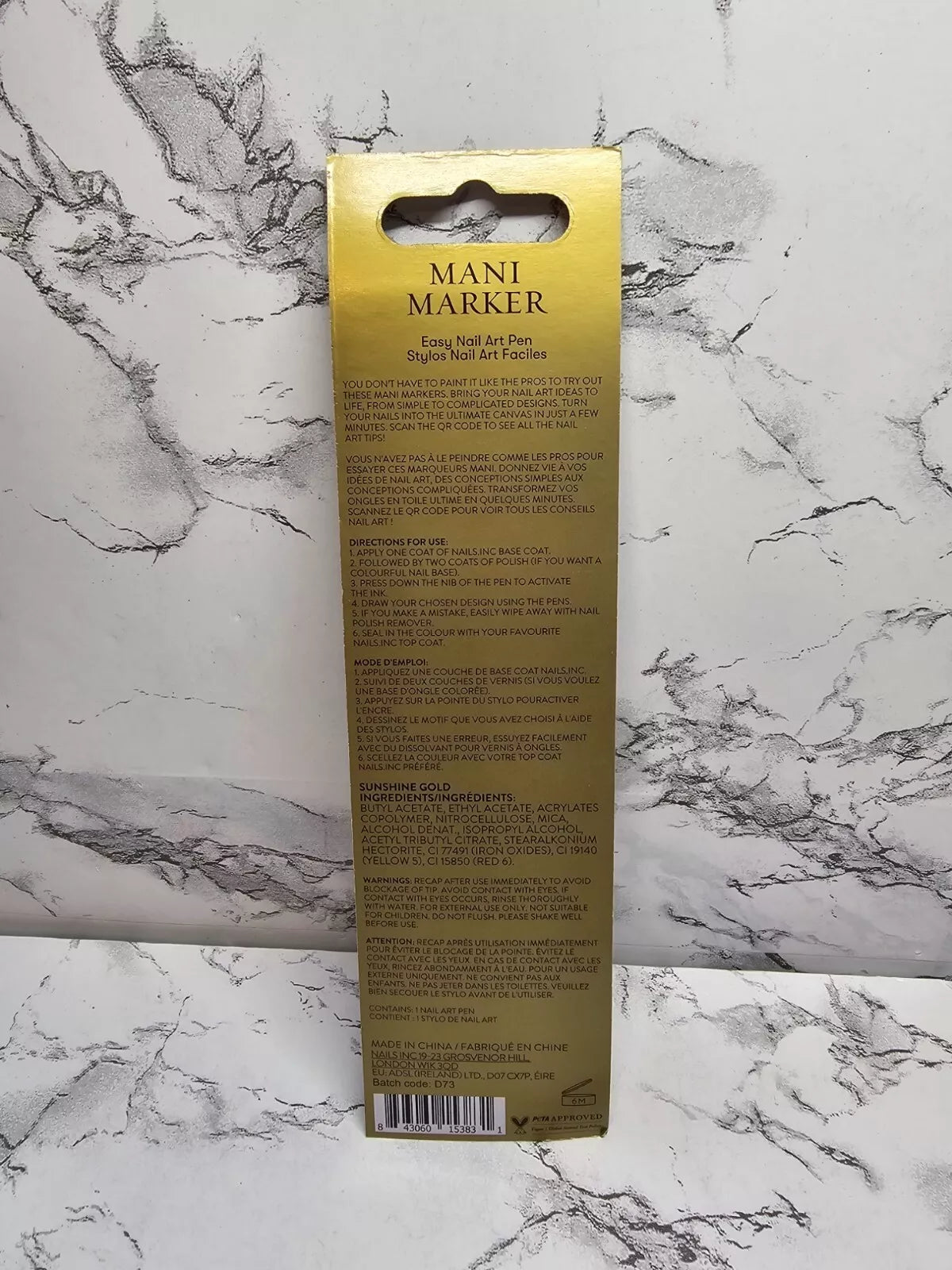 Nails Inc London Mani Marker Easy Nail Art Design Pen Gold Color