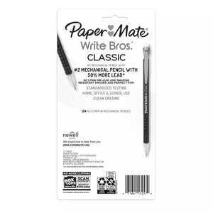 Mechanical Pencils, Write Bros. Classic #2 Pencil, Assorted Colors 0.7mm,24Count