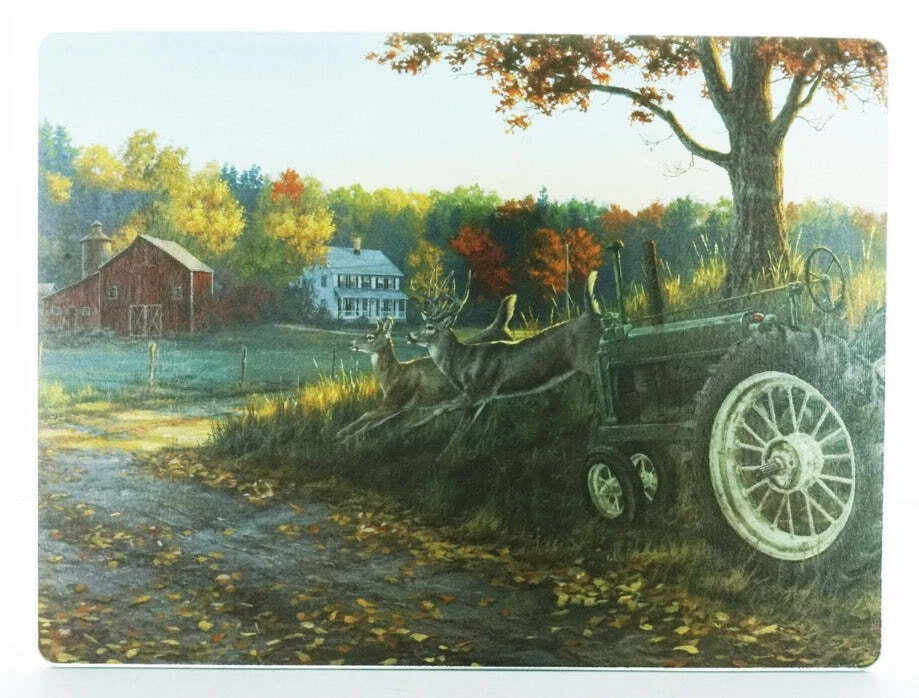TEMPERED GLASS CUTTING BOARD  FARM SCENE WITH TRACTOR